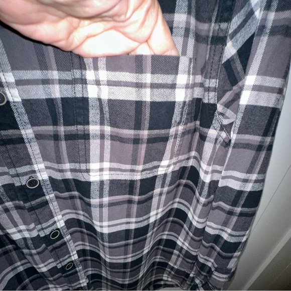 Men's Original Weatherproof Vintage Black/Grey/White Plain Flannel Shirt- Large - Picture 3 of 6